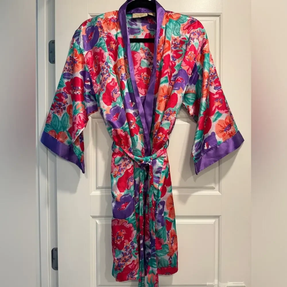 Victoria's‎ Secret Vintage Gold Label 90's Satin Robe Size Med Retro Loungewear